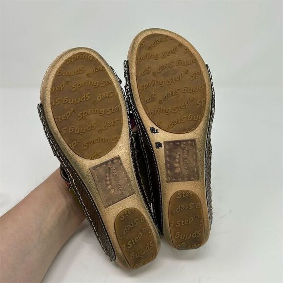 Spring Step L'Artiste Green and Pink Floral Strappy Slingback Sandals Size 38 - Picture 9 of 13